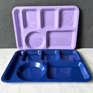 School Cafeteria Lunch Trays 6 Compartments Purple-Navy Blue Melamine 14" x 10"